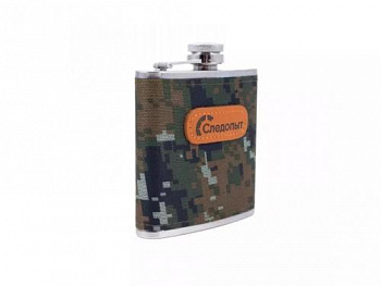 Фляжка "СЛЕДОПЫТ", в оплетке из oxford camo pixel, 180 мл/100/