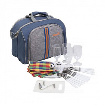 Набор для пикника на 4 персоны LUXEсиний/серый HS-425(4)BG Helios