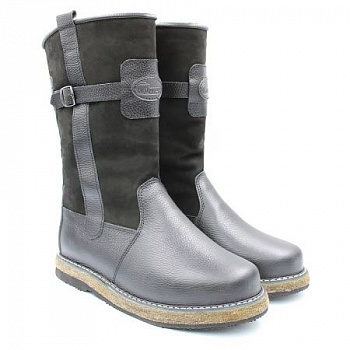 САПОГИ ИЗ НАТУРАЛЬНОЙ КОЖИ+ НУБУК ЧЕРНЫЕ ММВ-14 МЕХ ОВЧИНА НАТ. -60