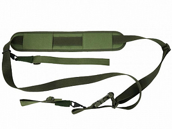 Ремень тактический трехточечный зеленый с плечевой накладкой, из синтетич