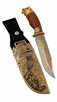 Нож сув Урал ножны из кожи (позолота) ЭИ-107