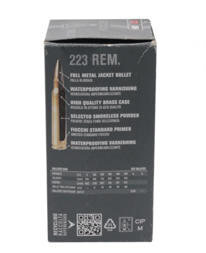 Патрон к.223 REM FMJ 62 grn.  FIOCCHI 1уп/50шт