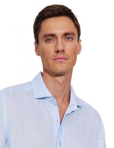 РУБАШКА NORVEG LINEN МУЖСКАЯ ПРЯМАЯ ЦВЕТ БЛЕДНО-ГОЛУБОЙ