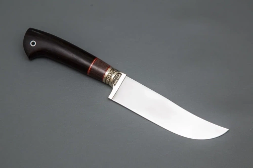 Нож Узбекский малый,ст. VG-10,мельхиор,стаб.кар.бер.,черное дерево