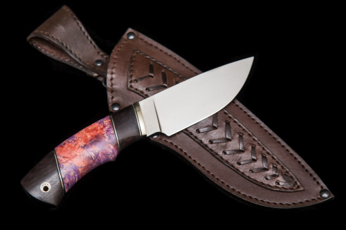 Нож Разделочный,ст.М398,мельхиор,стаб.кап клена