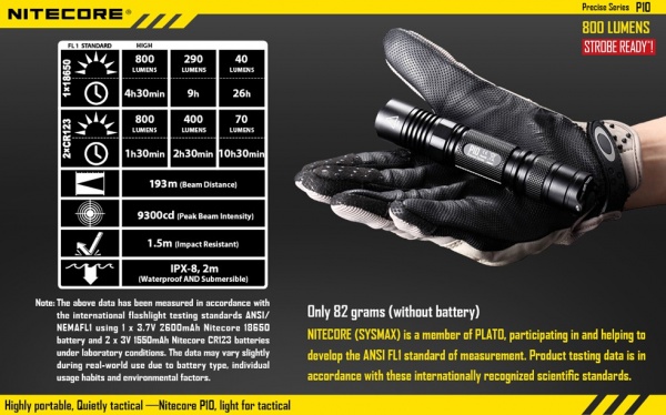 Фонарь P10 Cree XM-L2800 люмен 26часов 193м  2*CR123*1*18650 c чехлом в комплект