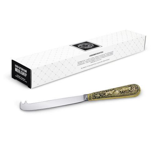 Набор для сыра (поднос,нож,шпажки) медный