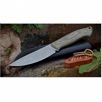 Нож UralEDC "ФлагманЪ". S90V - галтовка. карбон. ножны руч.рб.