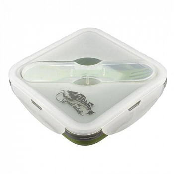 Контейнер Tramp силиконовый с ловилкой (оливковый, 1000мл)