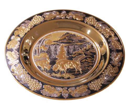 Набор чайный литьё ( Зубр ) ложка ,тарелка,хрусталь.