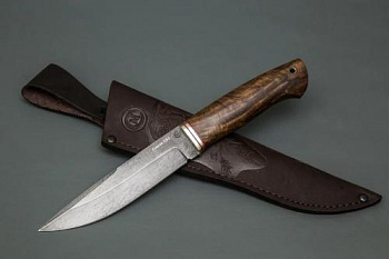 Нож Тигр,кован.ст.,ХВ5,мельхиор,орех(кап)