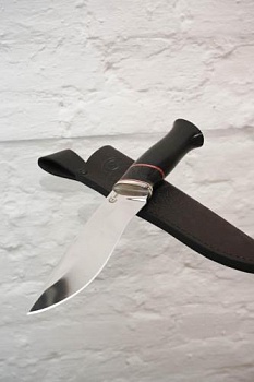 Нож Беркут,ст.690,мельхиор,стаб.кар.бер.,черное дерево