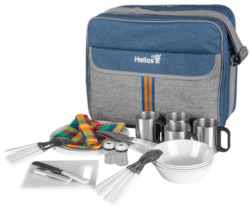 Набор для пикника на 4 персоны LUXEсиний/серый (HS-425(4)BG) Helios