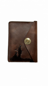 Обложка для охотничьих документов MINI (Коричневый, Охотник с собакой)