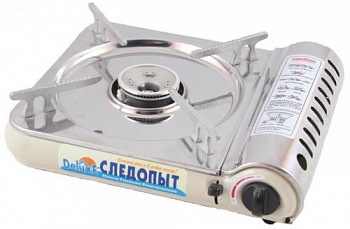 Плита наст. газовая "СЛЕДОПЫТ - DeluxE", (с подогревом) нерж. Сталь
