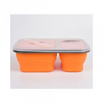 Контейнер Tramp силиконовый 2 отсека с ловилкой (оранжевый , 900мл)