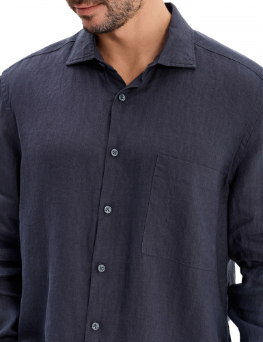РУБАШКА NORVEG LINEN МУЖСКАЯ ПРЯМАЯ ЦВЕТ ГРАФИТОВЫЙ,