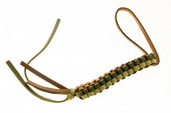 Темляк Квадратный бежево-зеленый (кожаный)