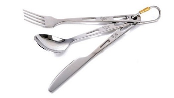 Столовые приборы из нерж. стали BD-130 ложка, вилка, нож на карабине BD-130