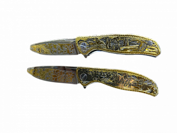 Нож разделочный "Урал" (ножны из кожи) позолота ЭИ-107