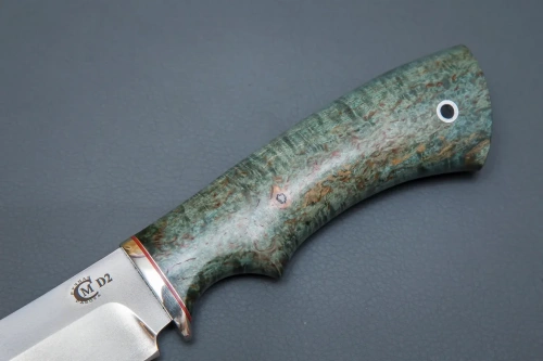 Нож Кречет, ст.D2 мельхиор, стабилизированная карельская береза