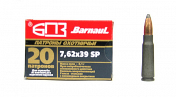 Патрон к.7,62х39 8,1гр ПО (SP) полимер БПЗ 1уп/20шт