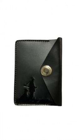 Обложка для охотничьих документов MINI (Черный, Охотник с собакой)