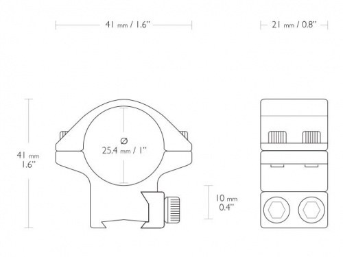 Кольца Hawke на 26мм на планку 9-11мм низ.(22100)