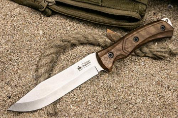Нож SAFARI AUS-8 SW WH LS (StoneWash, Walnut Handle, Leather Sheath)