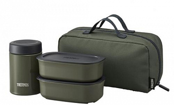 Термос из нерж. стали для еды с контейнерами  тм THERMOS JEA-801 KKI 0.8L