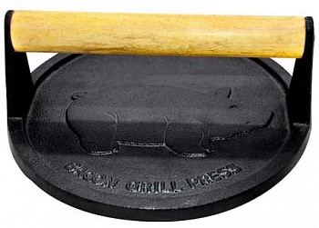 Пресс для гриля чугунный с деревянной ручкой, круглый, PRESSA, диа 18 см