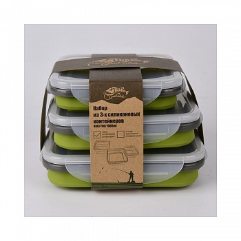 Набор Tramp  из 3х  силиконовых контейнеров (силикон, оливковый)