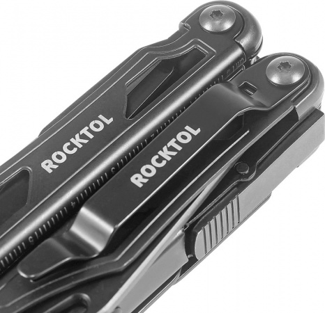 Нож-мультитул Rocktol 12 в 1, кожаный чехол, черный