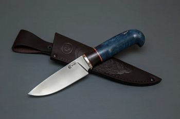 Нож "Сокол" ст М390, мельхиор ,набор,рукоять из стабилизированной карельской бер