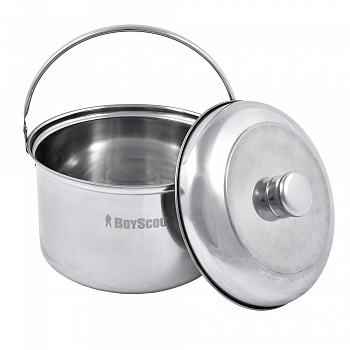 Котелок походный с крышкой, НЕРЖАВЕЮЩАЯ СТАЛЬ, 3л
