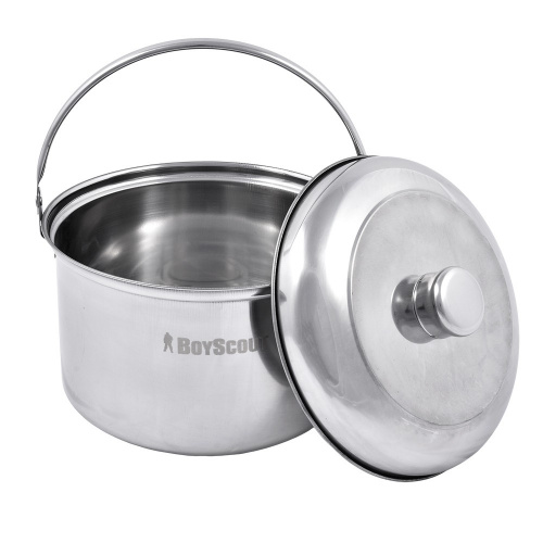 Котелок походный с крышкой, НЕРЖАВЕЮЩАЯ СТАЛЬ, 3л