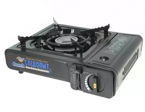 Плита наст. газовая "СЛЕДОПЫТ - PoweR  Black"(с переходником)