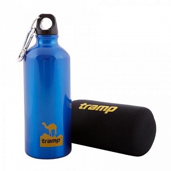 Бутылка Tramp алюминиевая в чехле TRC-033 (0,6л, синий)