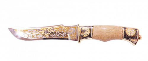 Нож сув Клык ножны из кожи (позолота) ЭИ-107