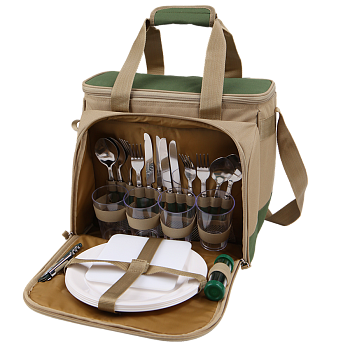 Набор для пикника Арктика 4100-4 зеленый с рисунком, 13,5 л