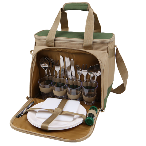 Набор для пикника Арктика 4100-4 зеленый с рисунком, 13,5 л