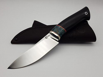 Нож Кайман,ст.690,мельхиор,стаб.кар.бер.,черное дерево