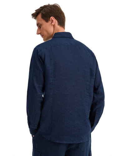 РУБАШКА NORVEG LINEN МУЖСКАЯ SLIM ЦВЕТ ТЕМНО-СИНИЙ