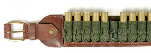 Патронташ открытый с резиновой гармошкой на 24 патрона (12-16 кбр) "Тайга" / Кор