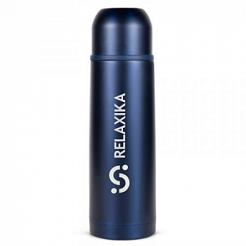 Термос Relaxika 101 (0,75 литра), темно-синий (стикерпак "7 вершин")
