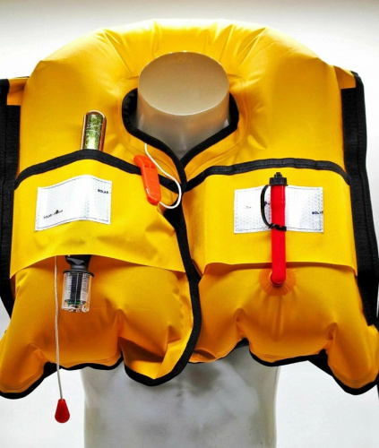 Жилет синий спасательный автоматический+баллон СО2