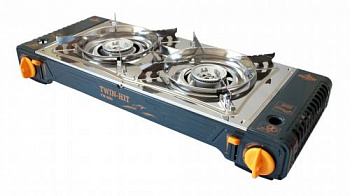 Плита газовая портативная TWIN-HIT (TW-850) - двухконфорочная с переходником, «T