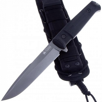 Нож DELTA D2 TW BKH Black (TacWash, Black Kraton Handle, Black MOLLE Sheath)