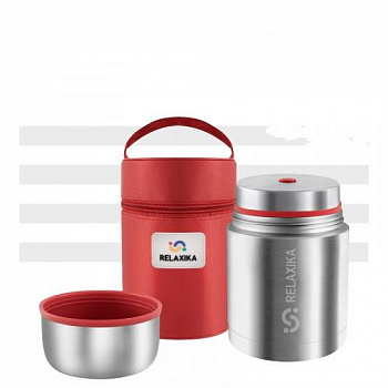 Термос для еды Relaxika 301 (0,7 литра) в термочехле, стальной