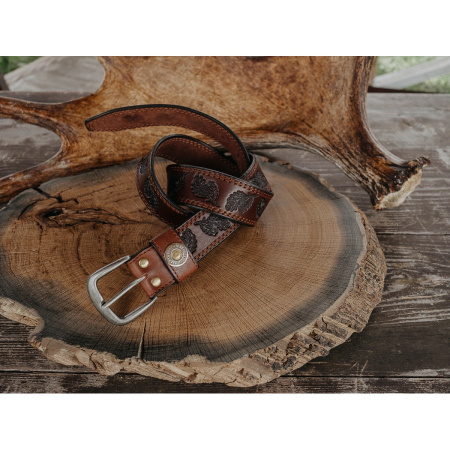 РЕМЕНЬ ПОЯСНОЙ (КОРИЧНЕВЫЙ, ДУБОВЫЕ ЛИСТЬЯ)